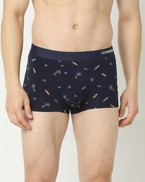 men printed trunks with elasticated waist