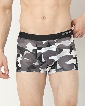 men printed trunks with elasticated waist