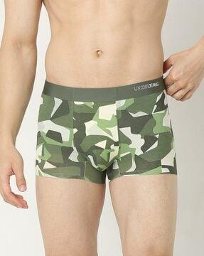 men printed trunks with elasticated waist