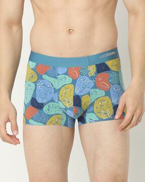 men printed trunks with elasticated waist