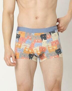 men printed trunks with elasticated waist