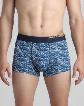 men printed trunks with elasticated waist