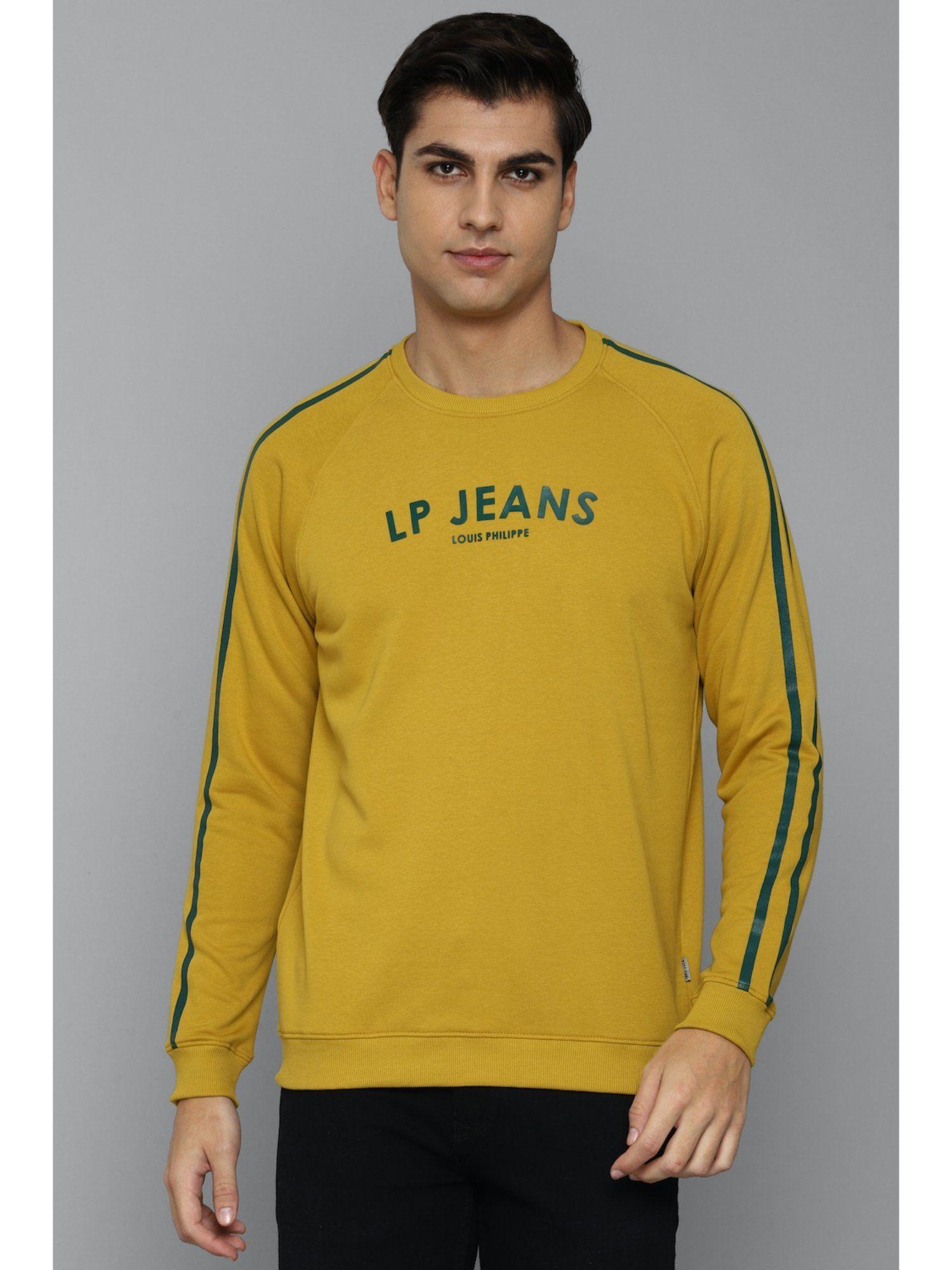 men printed yellow sweatshirt