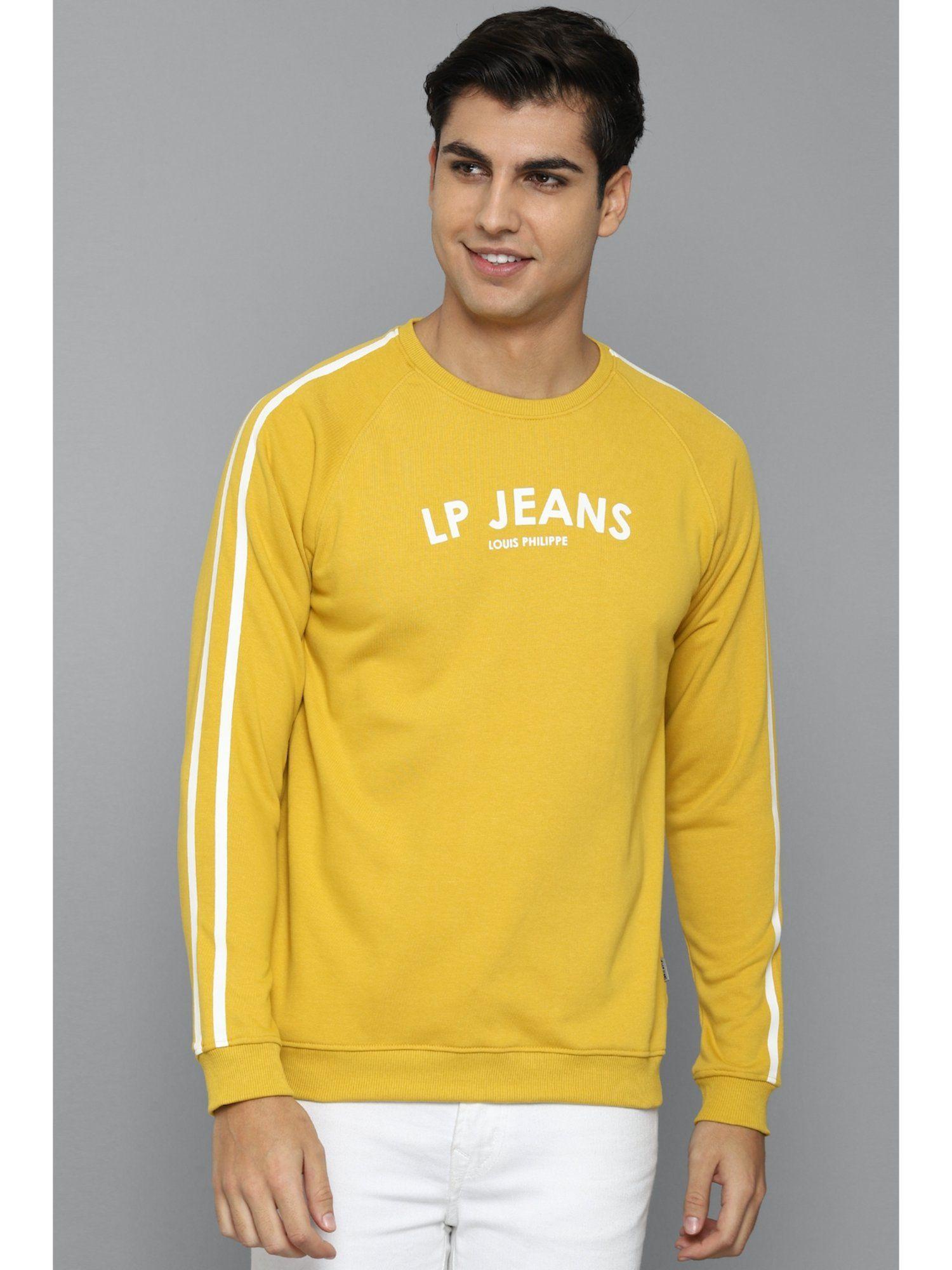 men printed yellow sweatshirt