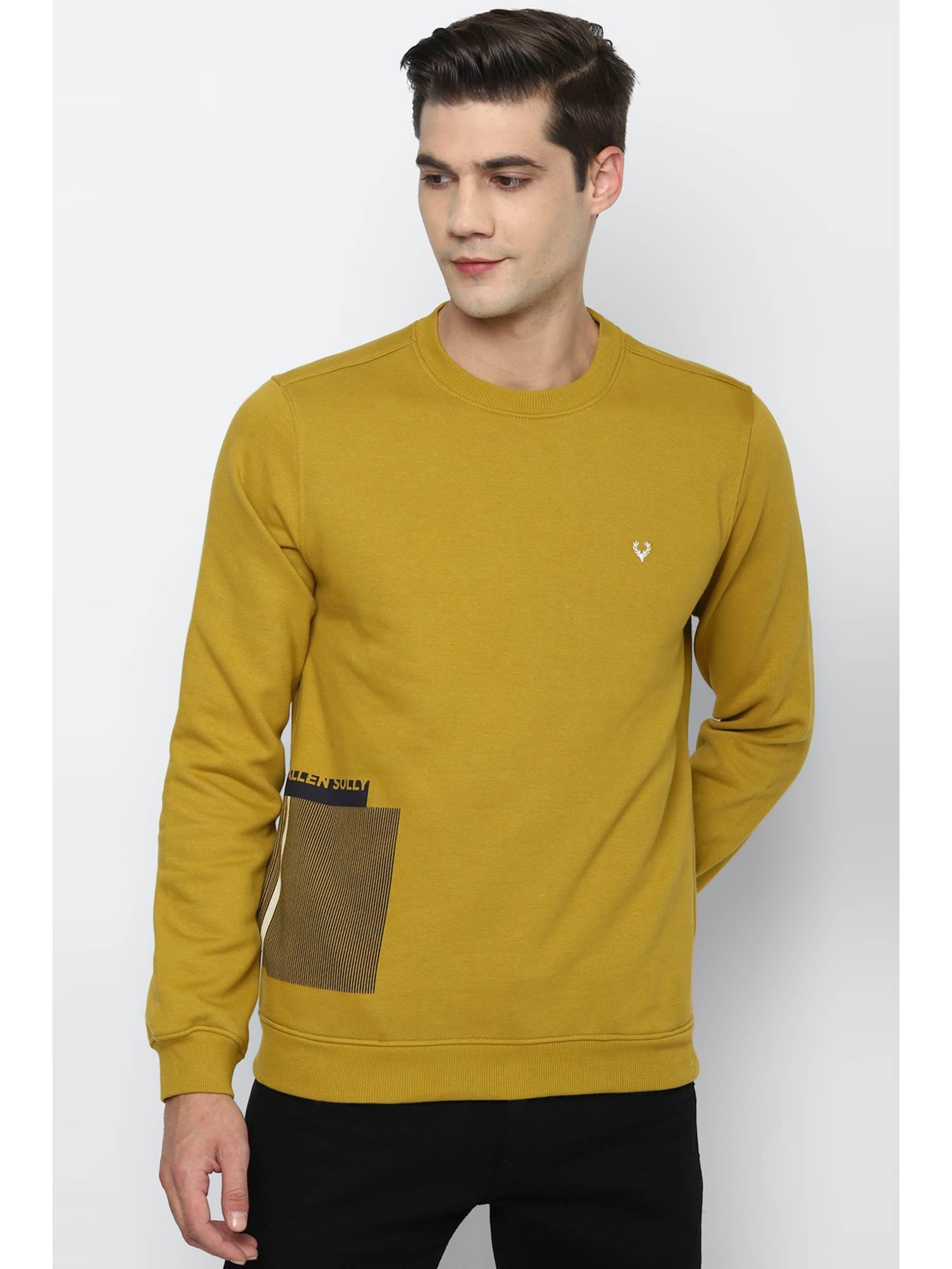 men printed yellow sweatshirt