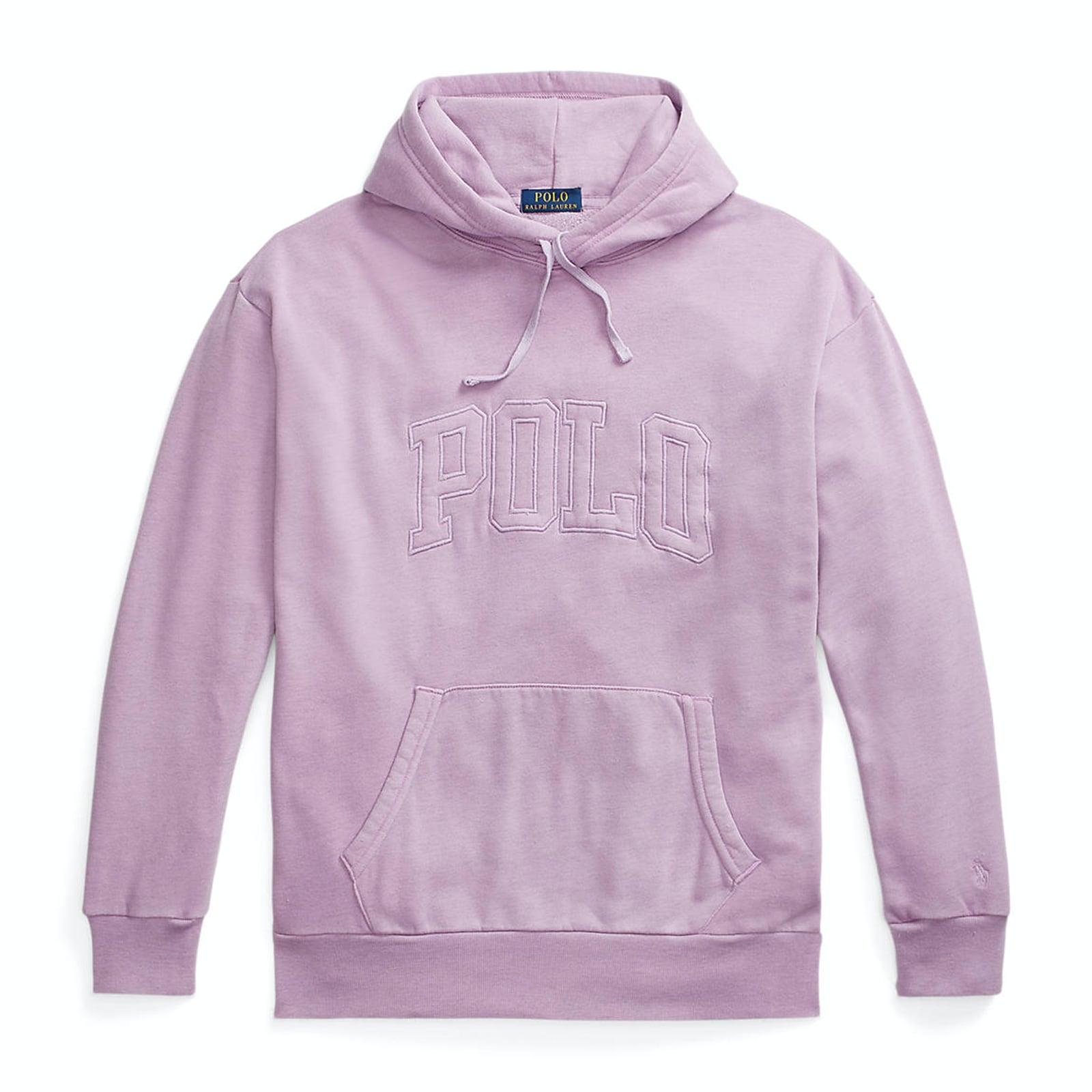 men purple big fit logo over-dyed fleece hoodie