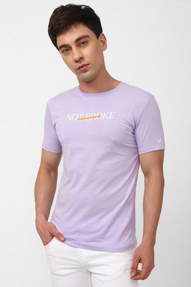 men purple graphic print crew neck graphic t-shirts