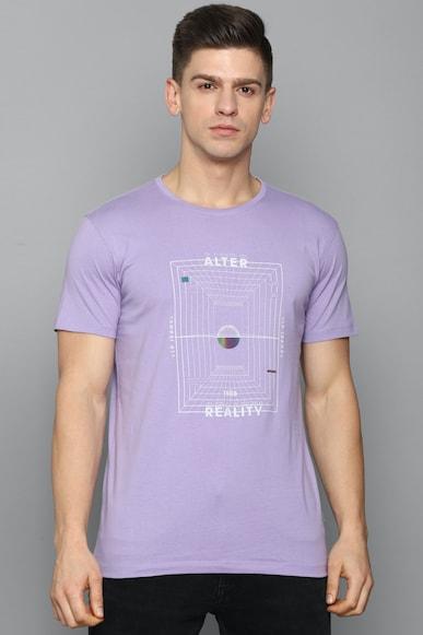 men purple graphic print crew neck t-shirt