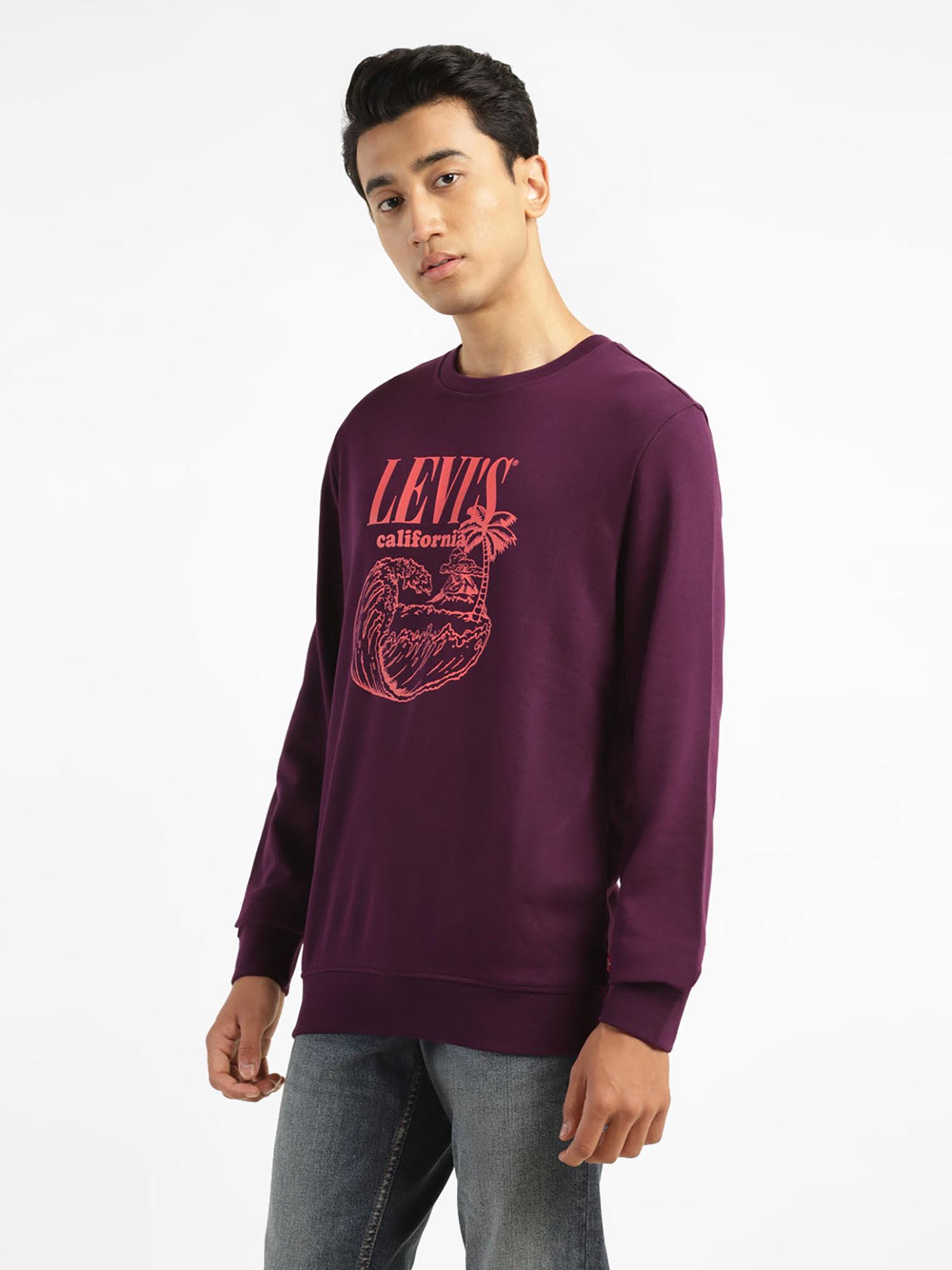 men purple graphic regular fit sweatshirt