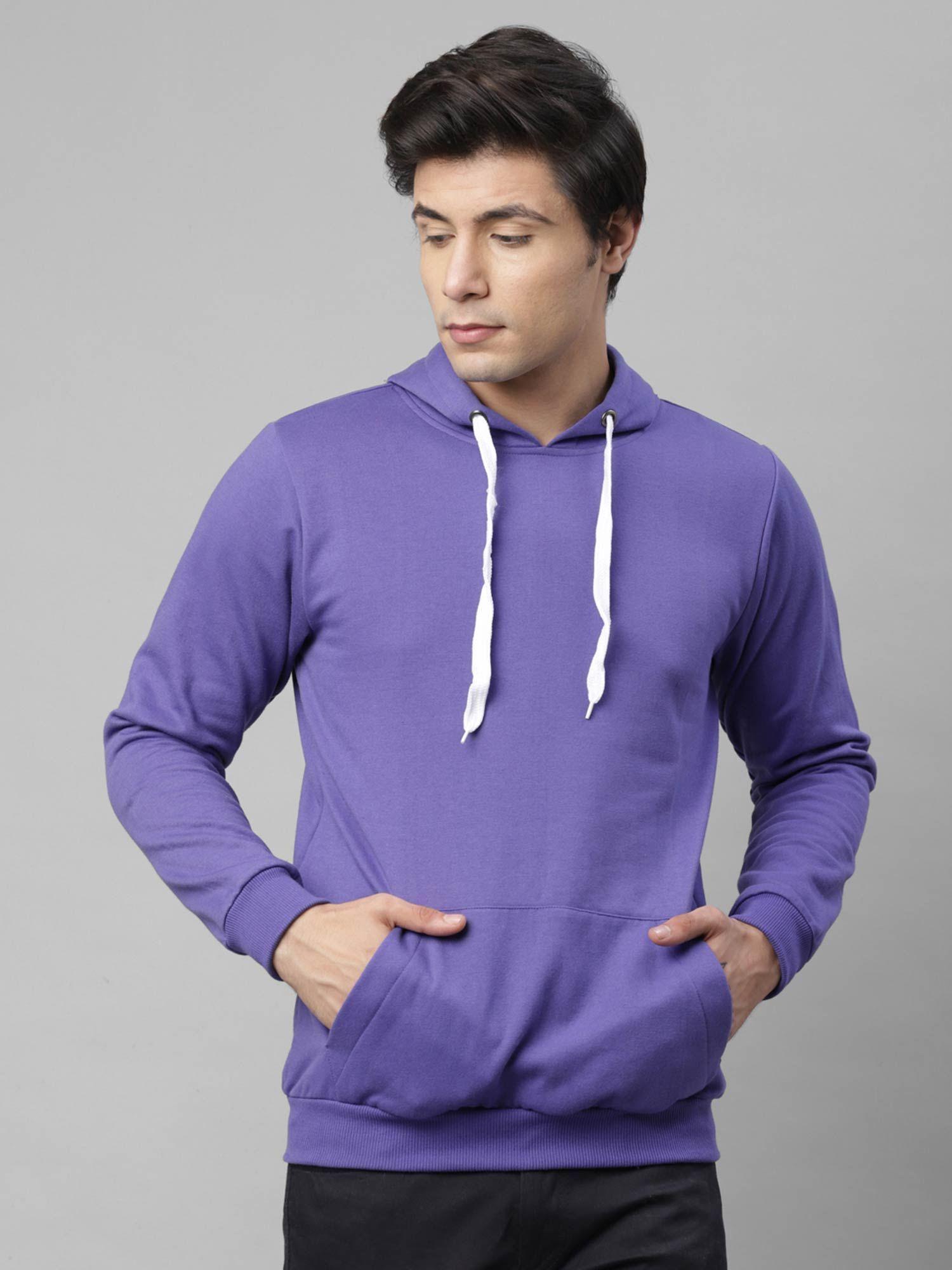 men purple hooded fleece sweatshirt