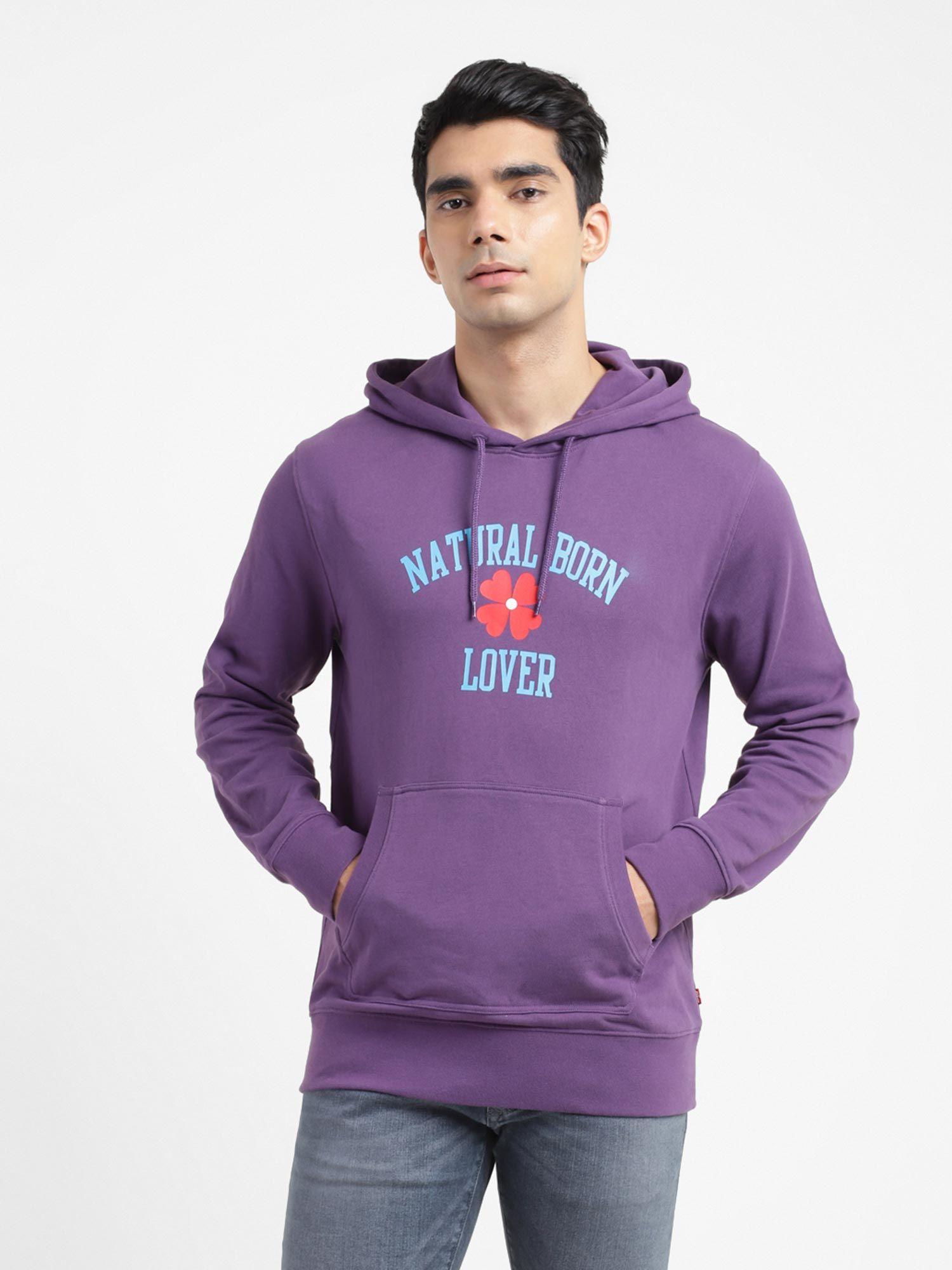 men purple hooded sweatshirt