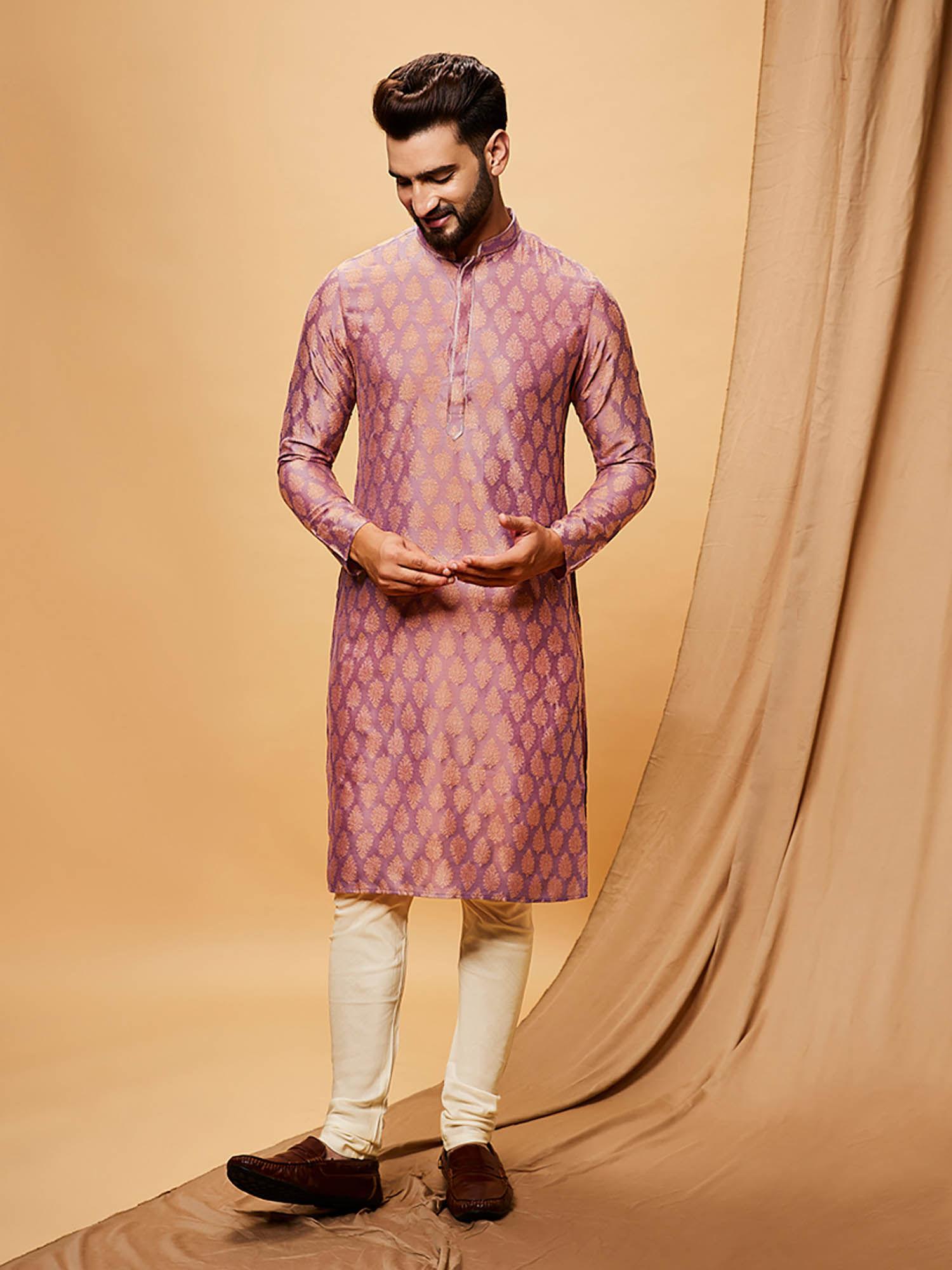 men purple kurta churidar (set of 2)