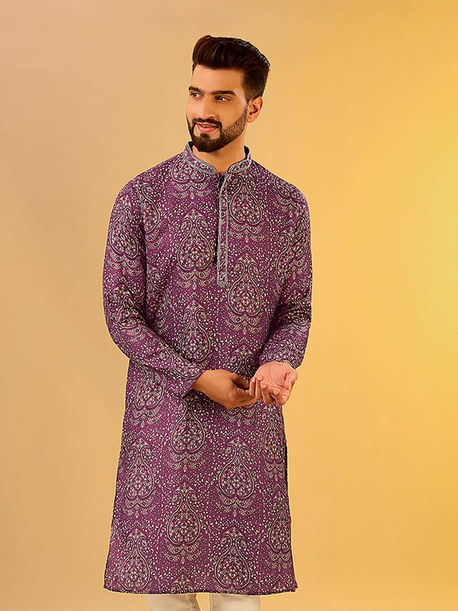 men purple kurta