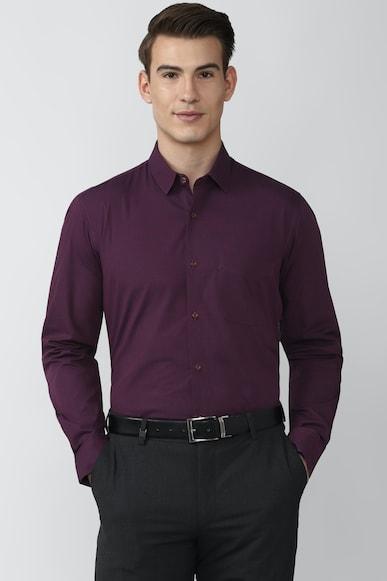 men purple regular fit formal full sleeves formal shirt