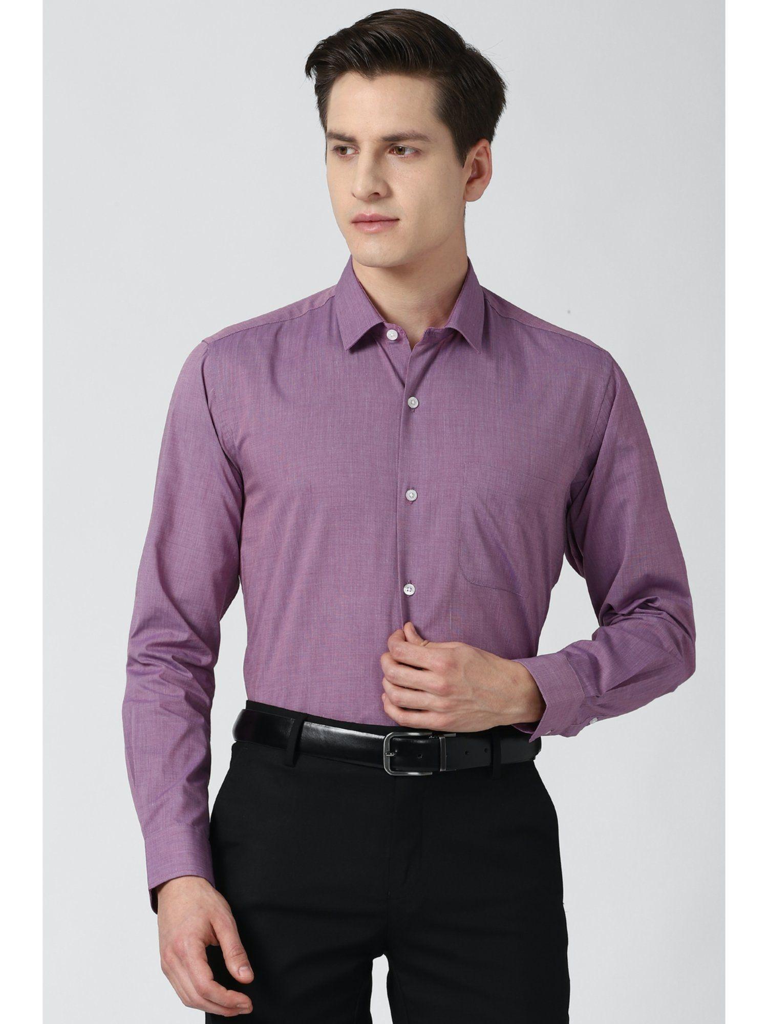men purple regular fit formal shirt
