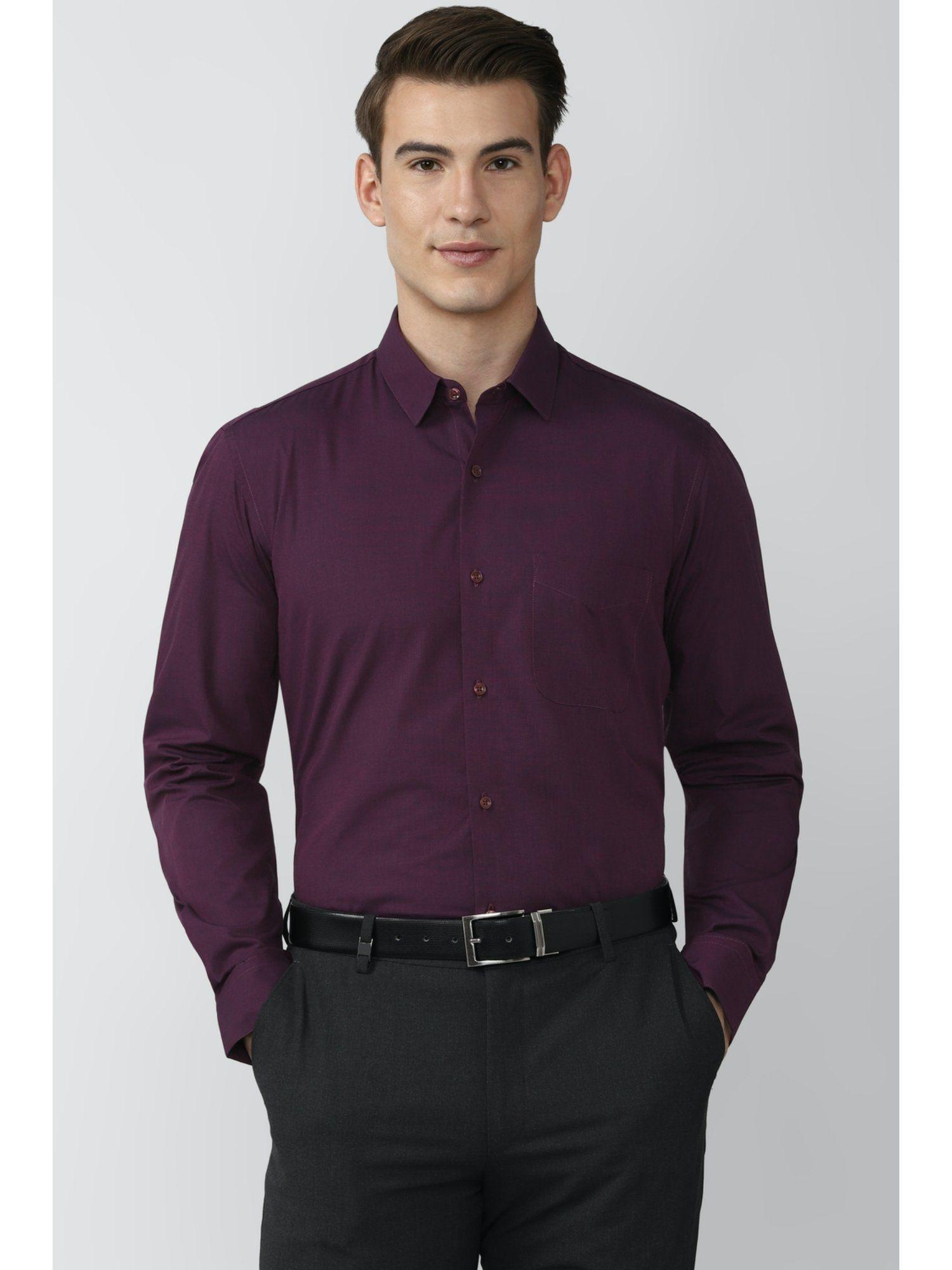 men purple regular fit formal shirts