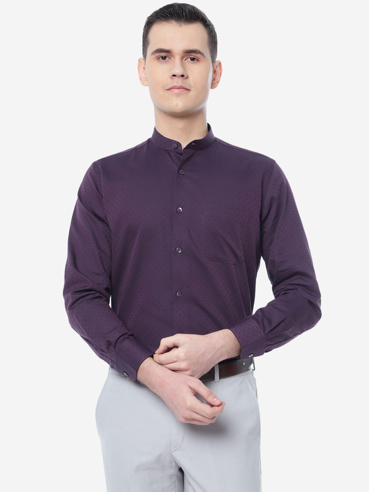 men purple slim fit formal shirt