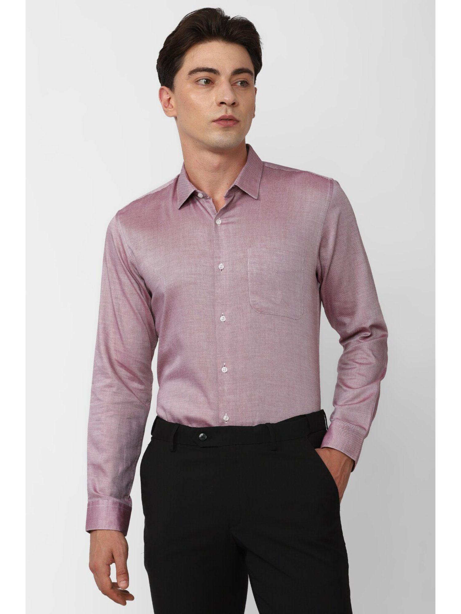 men purple slim fit formal shirt
