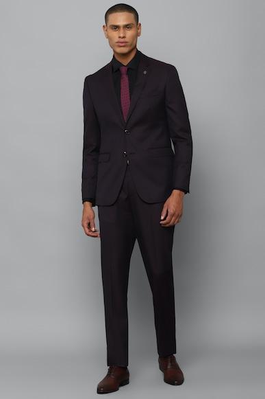 men purple slim fit solid formal two piece suit
