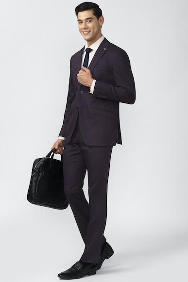 men purple solid slim fit wedding two piece suit