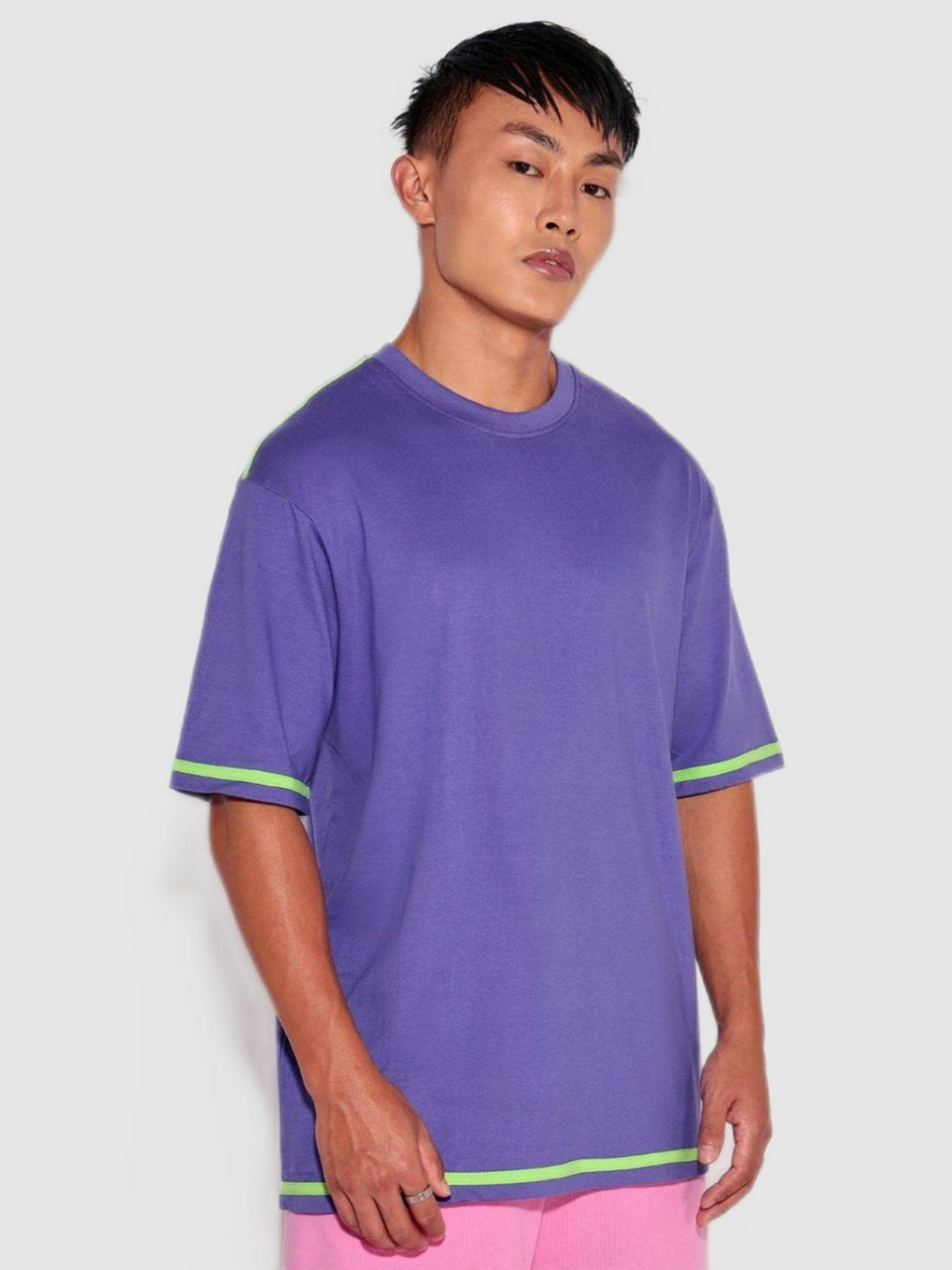 men purple solid t-shirt