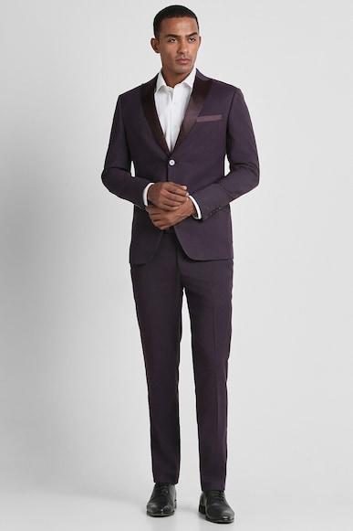 men purple textured slim fit party two piece suit
