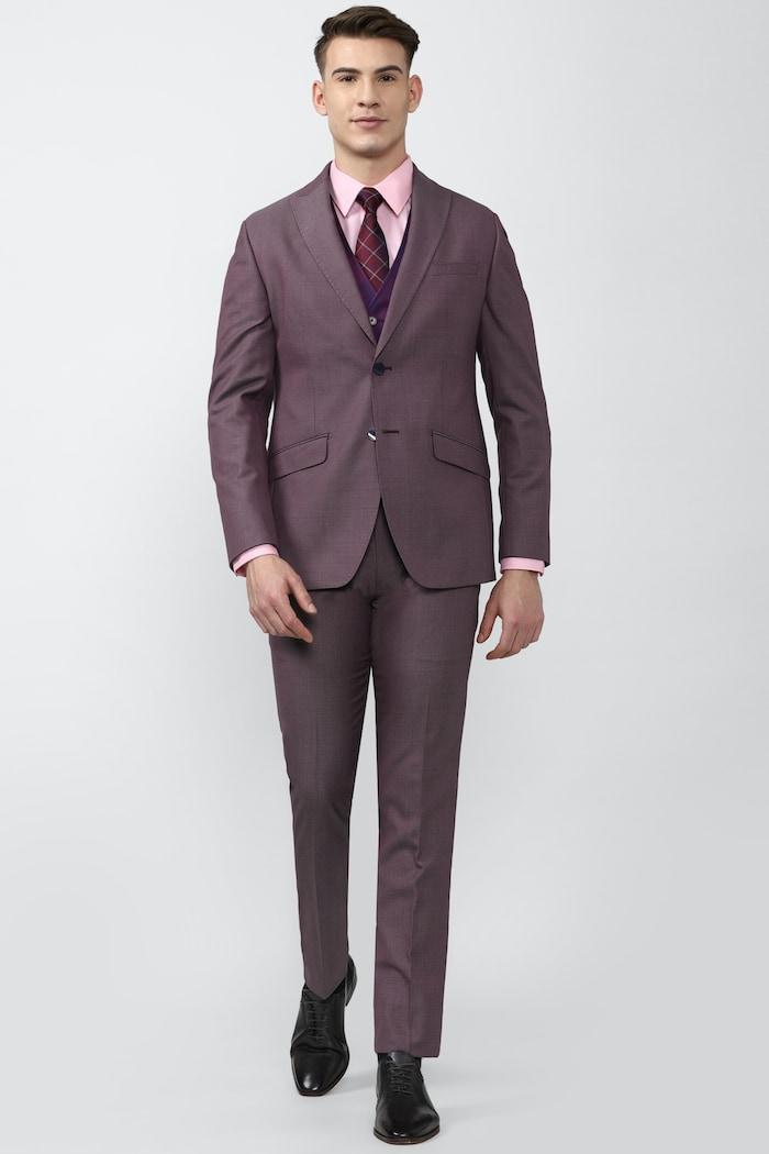 men purple three piece suit