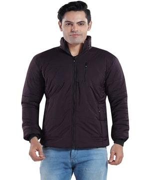 men quilted bomber jacket with zip-front