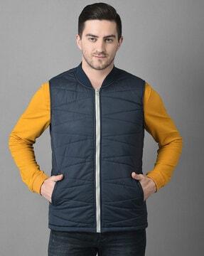 men quilted jacket with zip-front