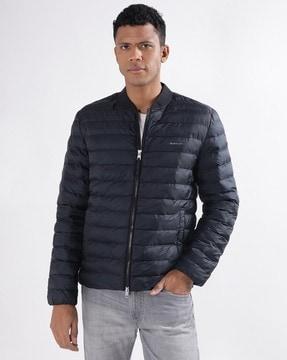 men quilted puffer jacket with zip closure