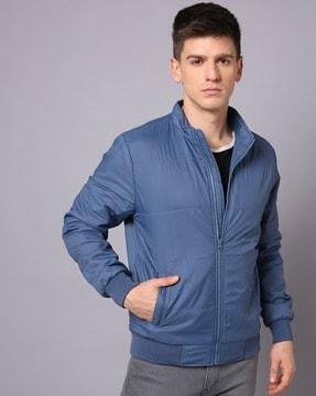 men quilted regular fit bomber jacket