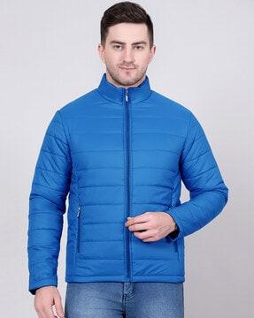 men quilted regular fit bomber jacket