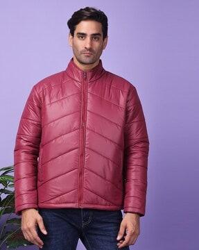 men quilted regular fit bomber jacket