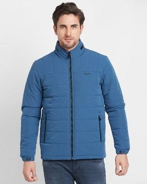 men quilted regular fit bomber jacket