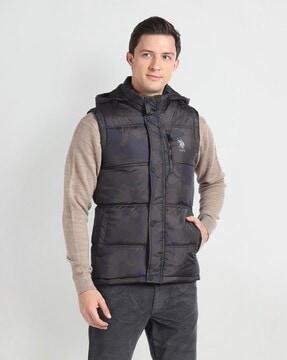 men quilted regular fit gilet