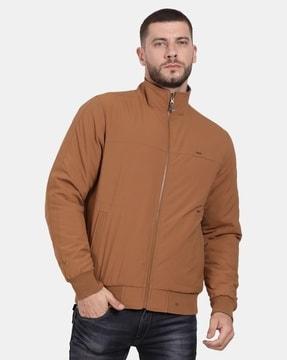 men quilted regular fit reversible bomber jacket