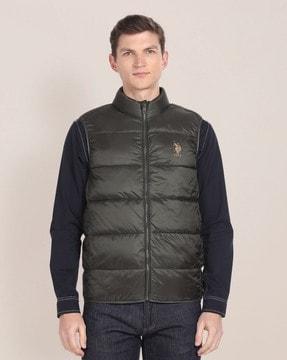 men quilted regular fit zip-front gilet