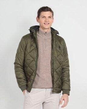 men quilted regular puffer jacket