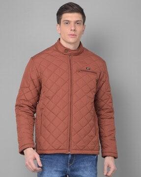 men quilted slim fit biker jacket