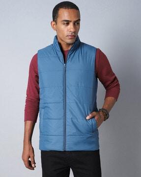 men quilted zip-front regular fit bomber jacket