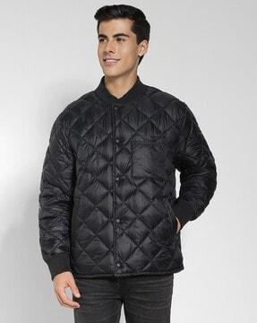 men quilted zip-front regular fit bomber jacket