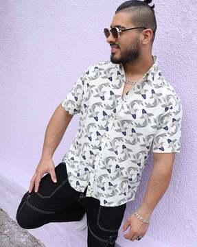 men quirky print regular fit shirt