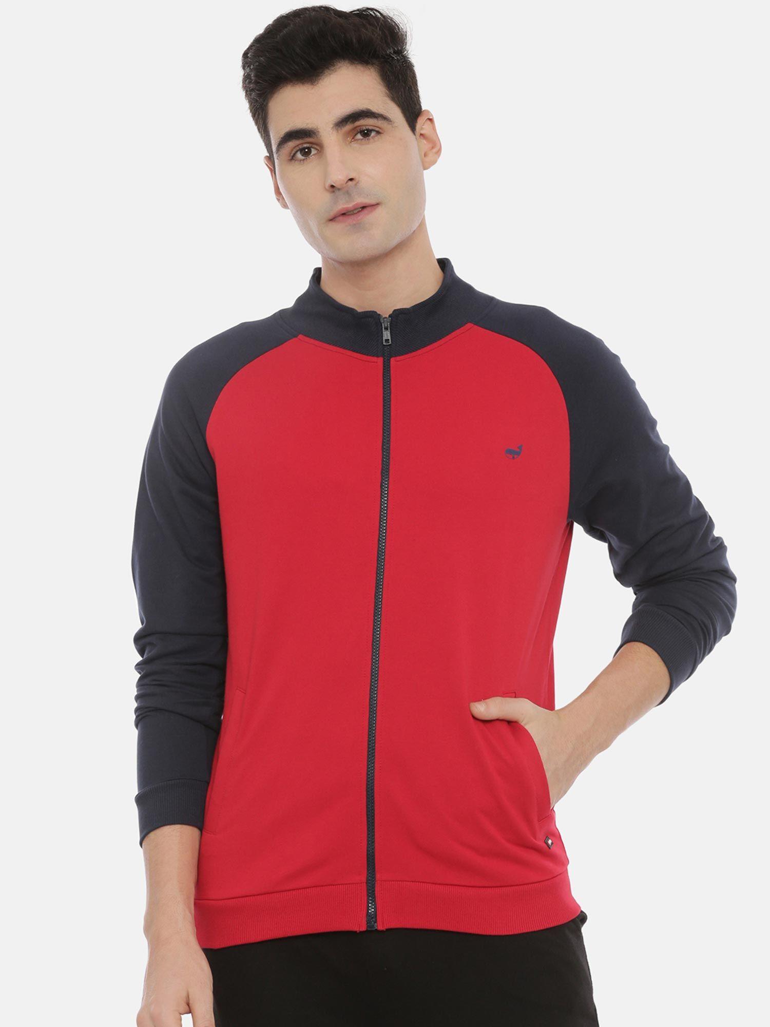 men red & navy colourblocked sweatshirt