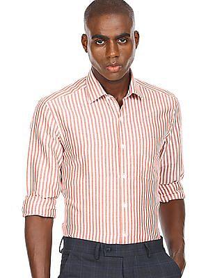 men red and white patch pocket striped formal shirt