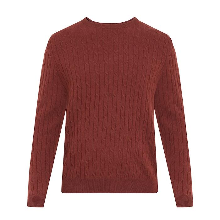 men red cable-knot sweater