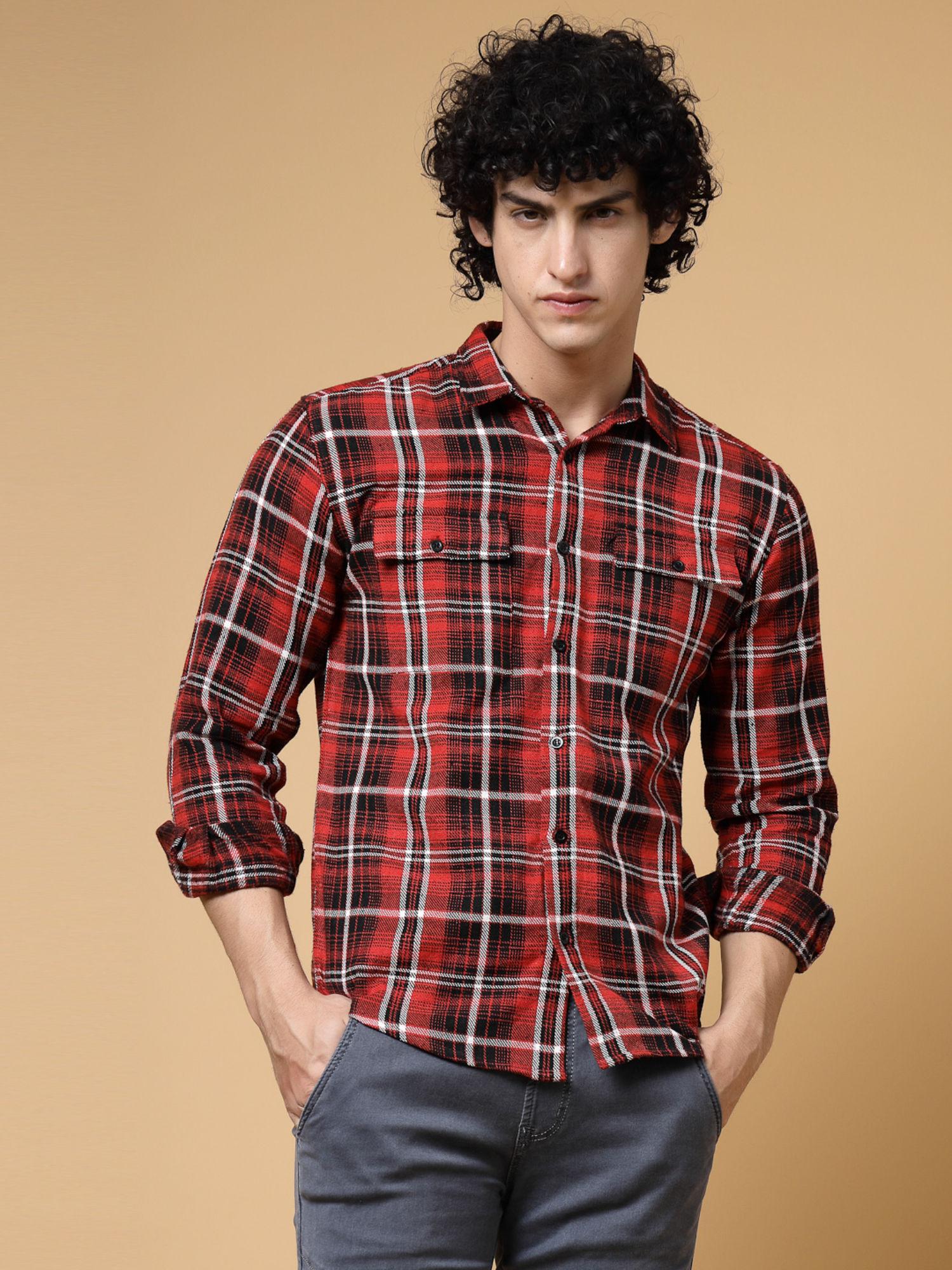 men red checks flannel shacket