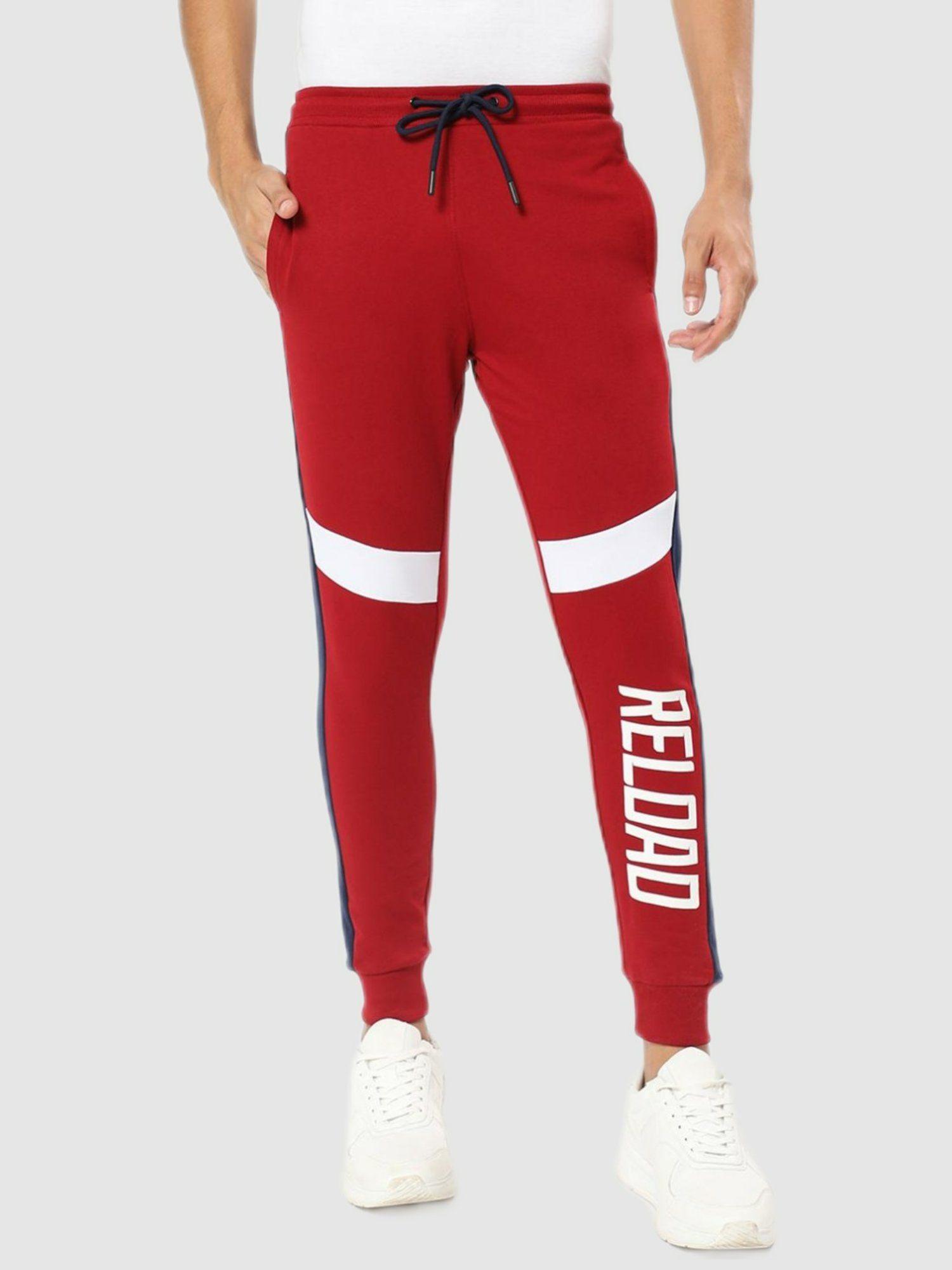 men red colorblock joggers