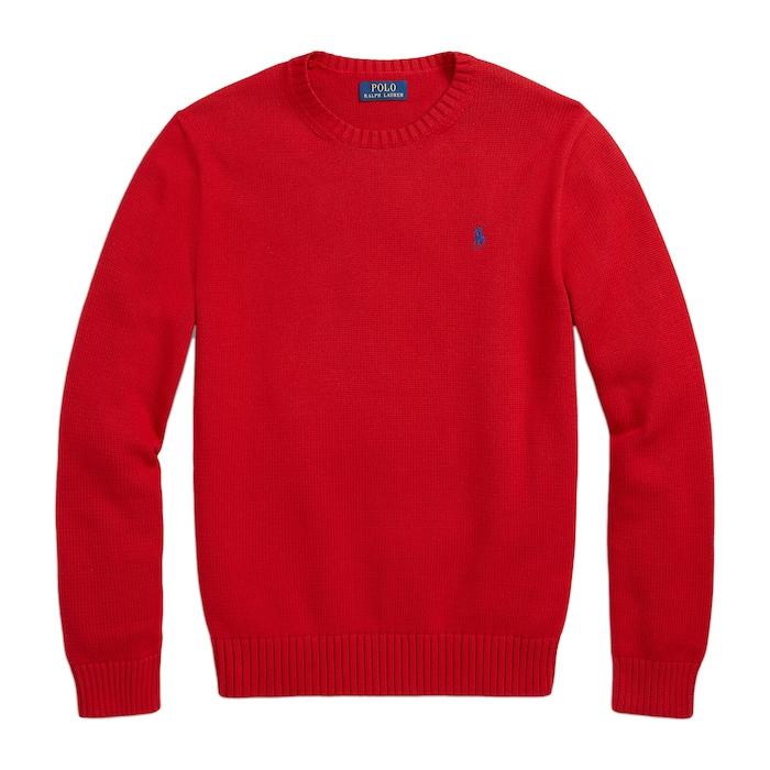 men red cotton crewneck sweater