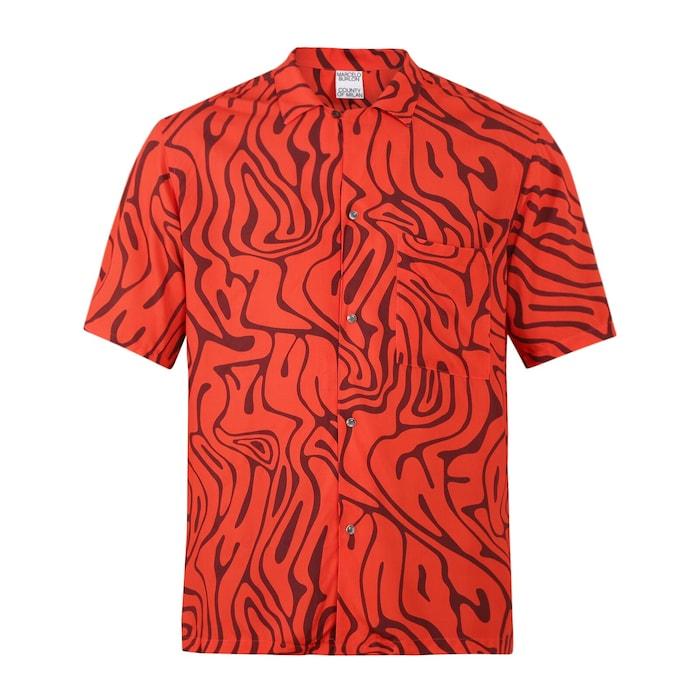men red fluid hawaii shirt