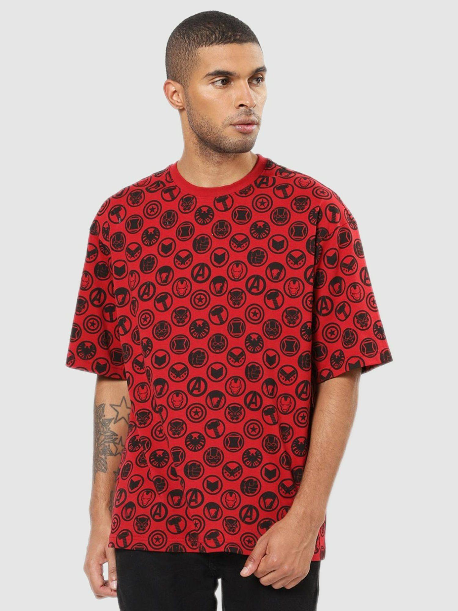 men red graphic printed boxy fit t-shirt